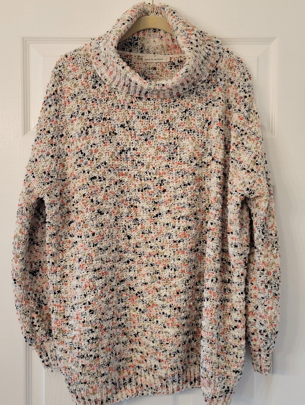 Cozy Speckled Cowl Neck Sweater - Moon & Mafison